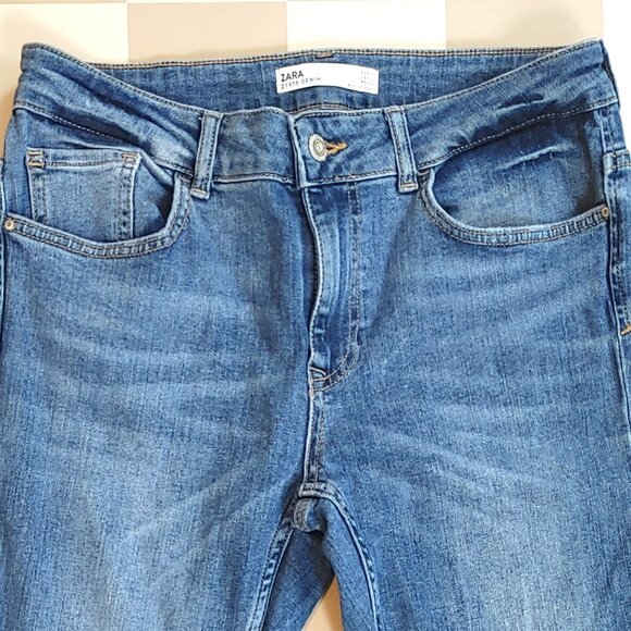 ZARA Basic Denim Dept Ankle Blue Jean Distressed - Size10 - Picture 4 of 5